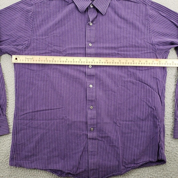 Sean John Shirt Men's 16.5 34/35 Purple Striped Vintage Button Up Long Sleeve‎ - Picture 8 of 11